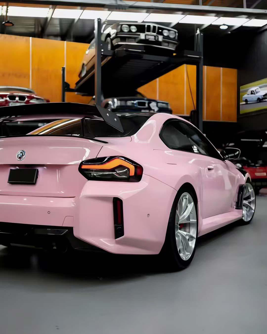 Glossy Misty Pink Vinyl Wrap PET inner